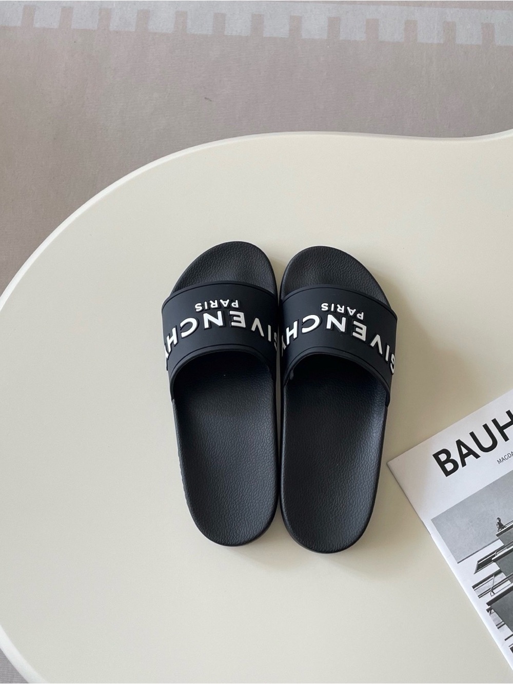 Givenchy Black Slides with White Logo - Picture 4 of 9